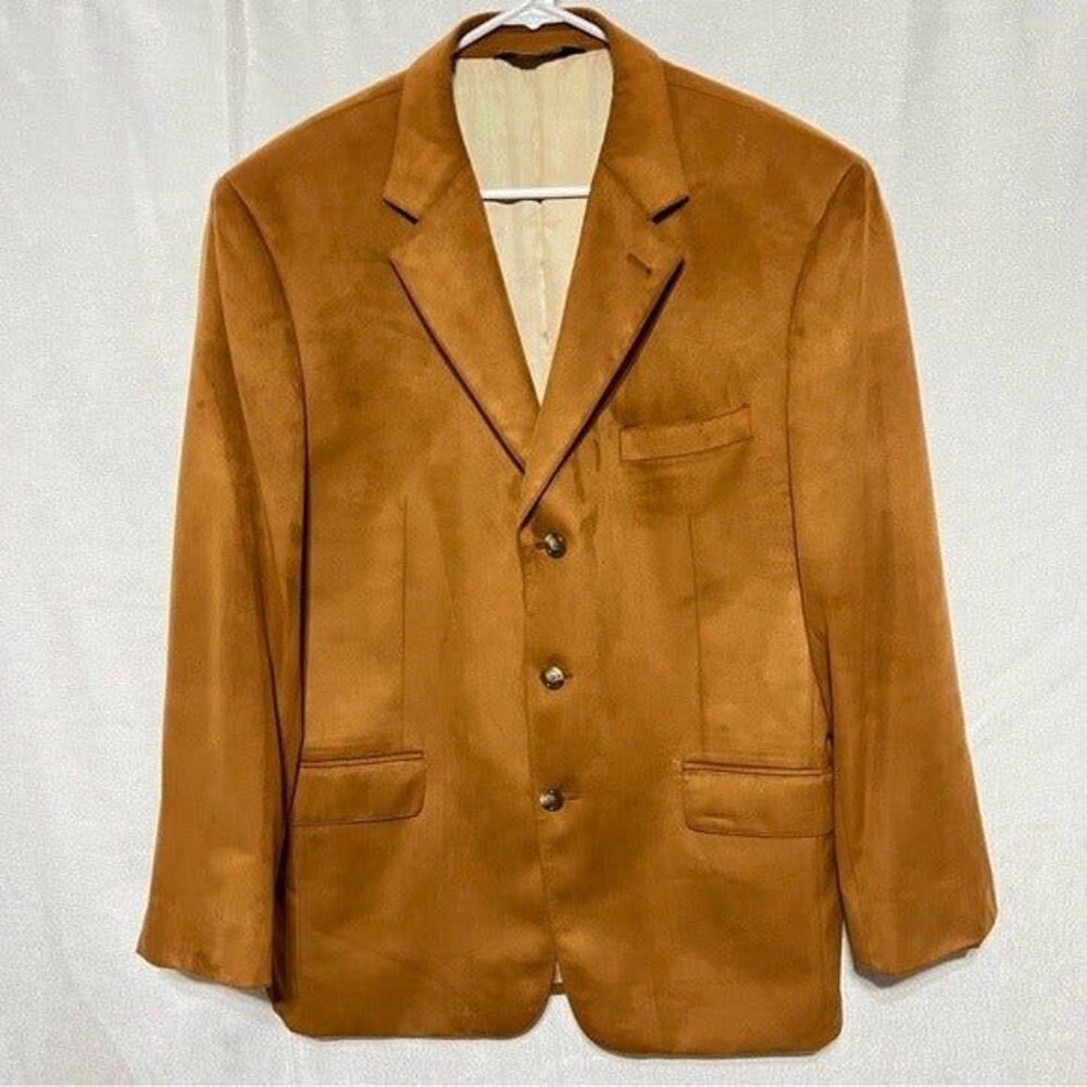 JoS A. Bank mustard brown suede 3-button 3-pocket sportcoat great item. XL/46